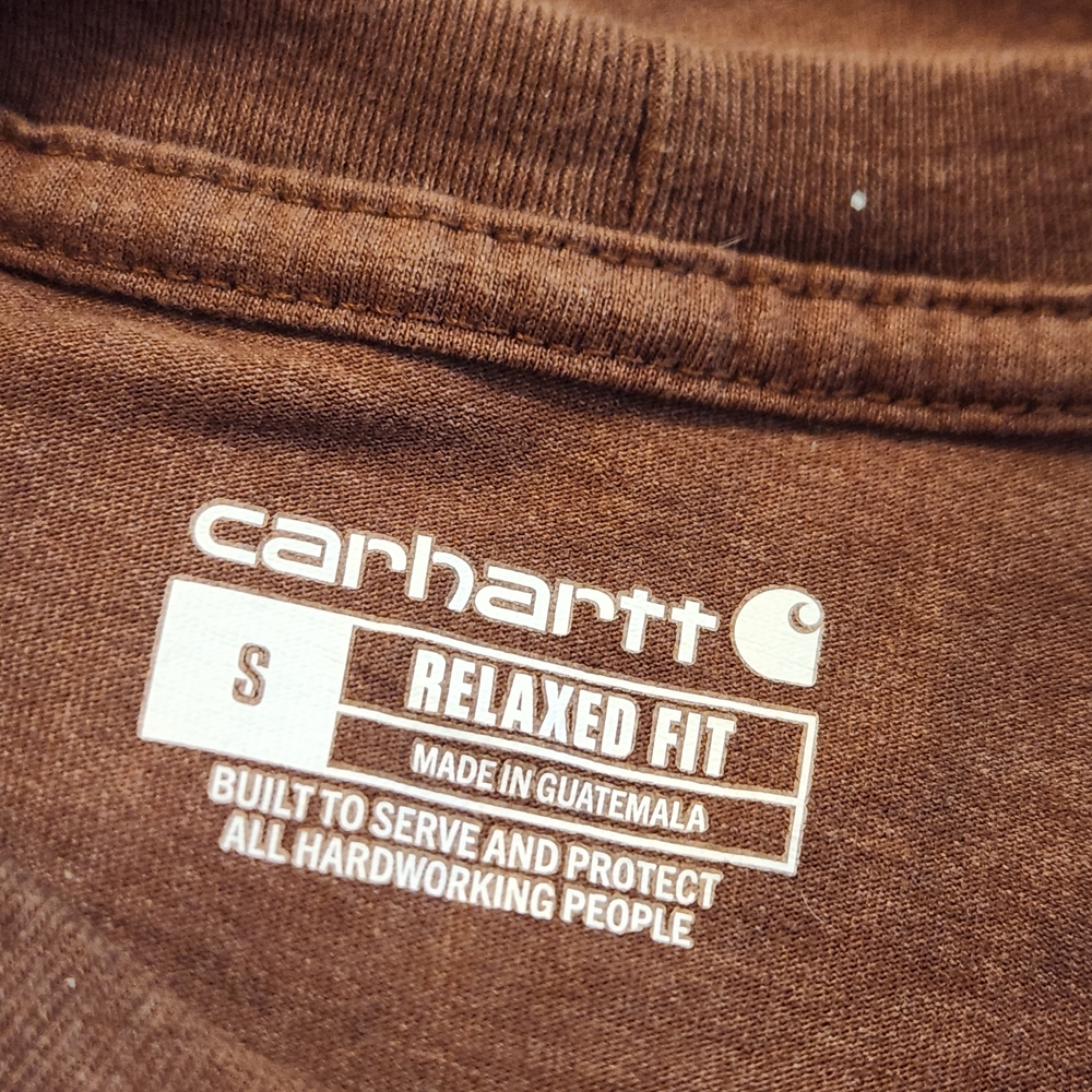 Carhartt Relaxed Fit size S Brown Pocket T-Shirt with Texas Patch - Picture 13 of 14